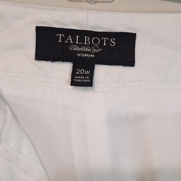 Talbots 20w heritage wide leg pure Irish linen white pants - Picture 3 of 7
